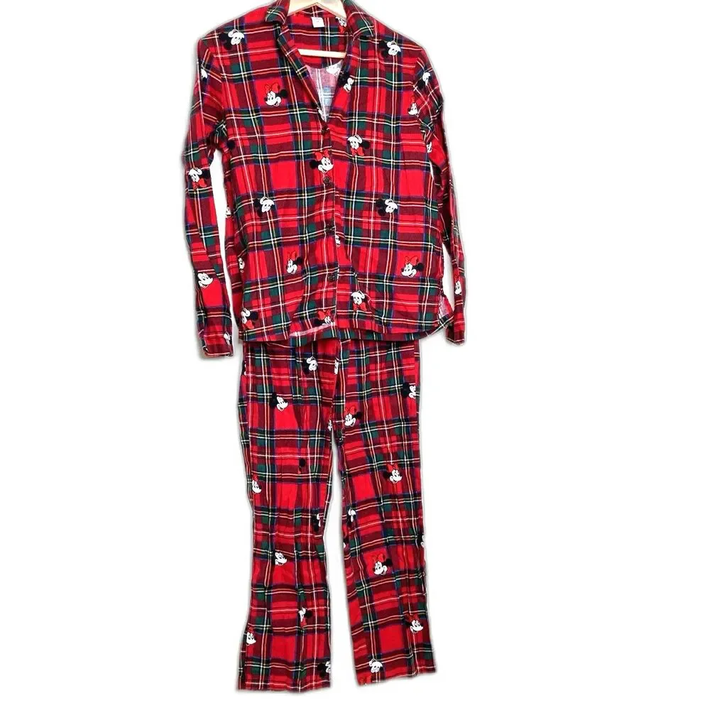 Old Navy x Disney Mickey Mouse & Friends Flannel Pajama Set Womens XS Christmas